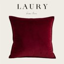 金色粉色定制枕芯靠枕 酒红色抱枕正方形枕套简约轻奢美式 丝绒