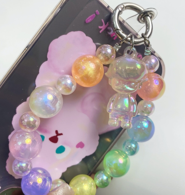 夜光细闪dimoo吊孔diy手机链材料奶油胶摆台配件钥匙扣挂件饰品