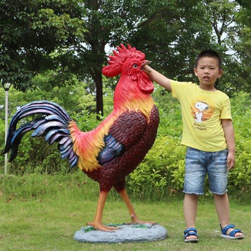 仿真大公鸡雕塑摆件户外发光动物门店庭院家居装饰玻璃钢母鸡模型