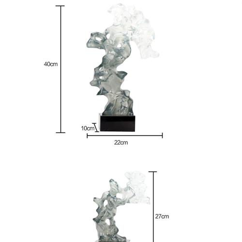新中式透明树脂假山雕塑艺术品摆件展示厅玄关酒店大堂走廊装饰品