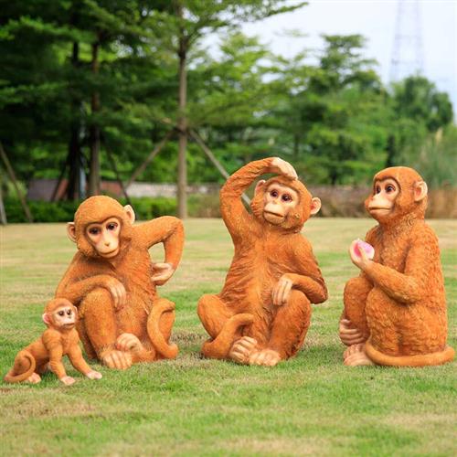 户外花园仿真猴子摆件树脂玻璃钢动物雕塑模型园林装饰品假山摆设