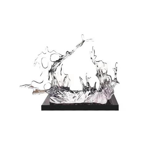 透明树脂浪花雕塑摆件酒店大堂玄关样板房软装家居工艺品艺术