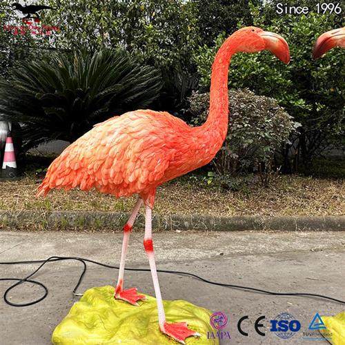 造型神态逼真仿真粘毛火烈鸟脖子动大型商场游乐场引流互动商品