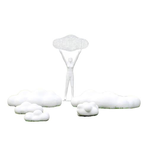 户外小区不锈钢铁艺镂空人物雕塑售楼部云朵抽象摆件公园草坪装饰