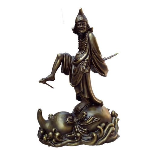 广州玻璃钢仿铜人济公活佛雕塑户外城市广场景观摆件来图授权定制