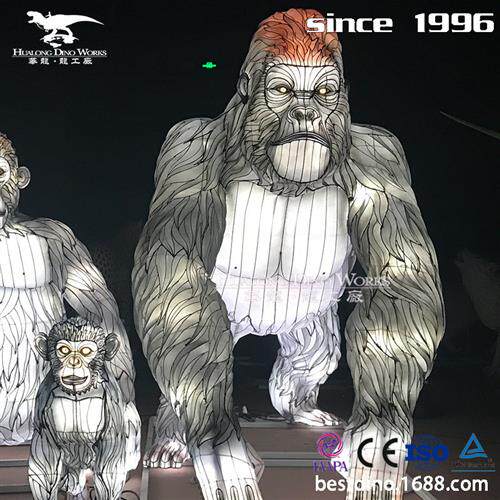 大型灯会彩灯工厂史前动物大猩猩一家LED灯亮化工程夜游彩灯花灯