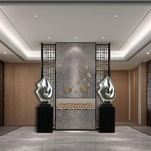 现代中式风格家居茶馆酒店房地产别墅装饰景观不锈钢雕塑艺术摆件