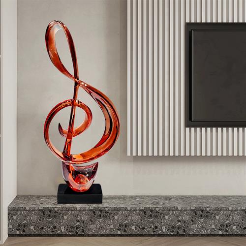 现代轻奢透明音符摆件酒吧音乐厅树脂乐器雕塑客厅玄关装饰工艺品