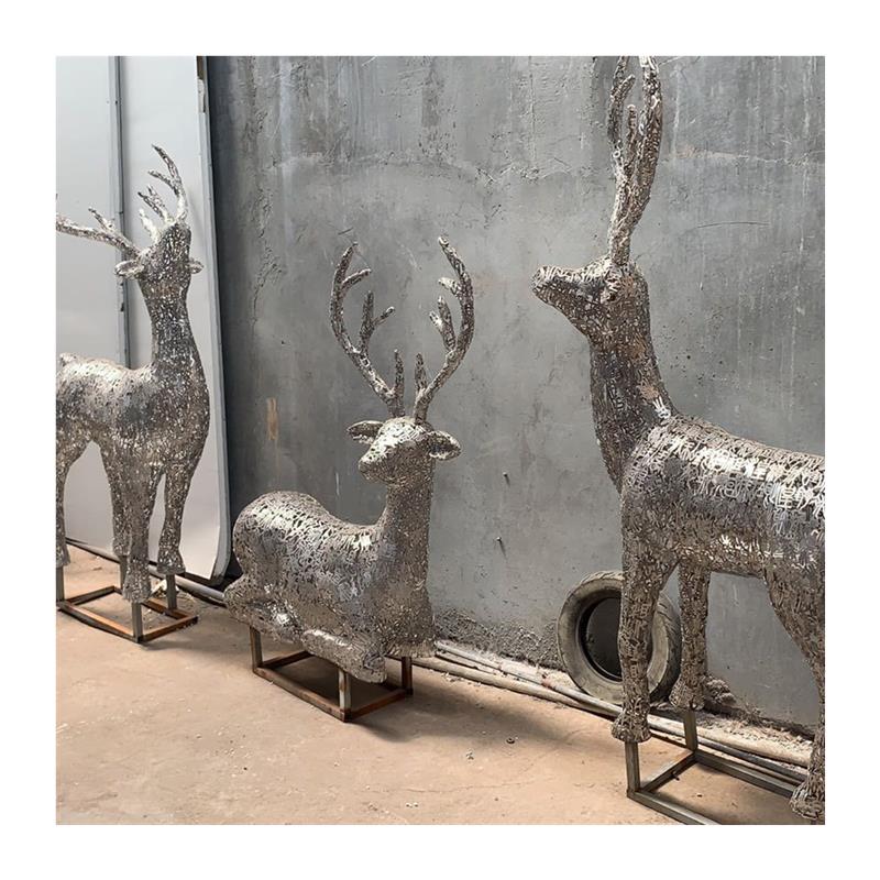 不锈钢镂空蝴蝶鹿网格鹿金属鹿文字字母动物锻造简约庭院雕塑摆件