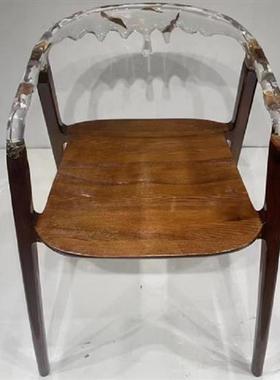 酒店前台透明树脂休闲吧台椅子摆件创意水晶玻璃艺术品凳子雕塑