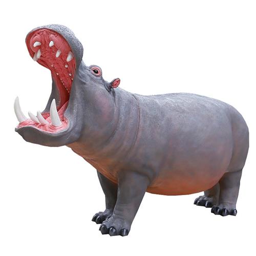 玻璃钢大型动物雕塑仿真河马摆件户外景区动物园公园园林景观装饰