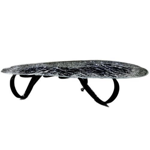 简易铂晶高透明狮水晶茶桌客厅家用树脂桌子水波纹茶桌立体中式风