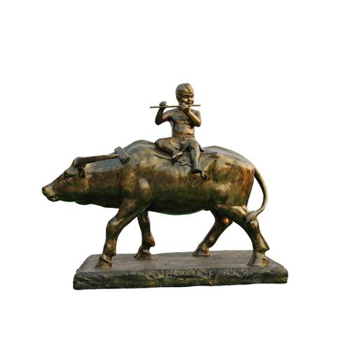 玻璃钢农耕人物雕塑定制仿铜雕像户外牛拉犁大型园林景观铸铜摆件