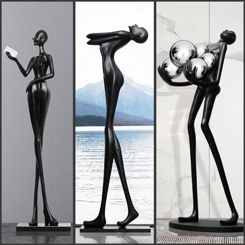 抽象大型人物雕塑玻璃钢落地摆件样板间软装装饰工艺品玄关落地灯