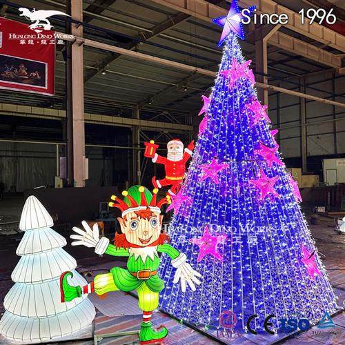 大型圣诞树年春节氛围彩灯节日创意LED灯组来图制作