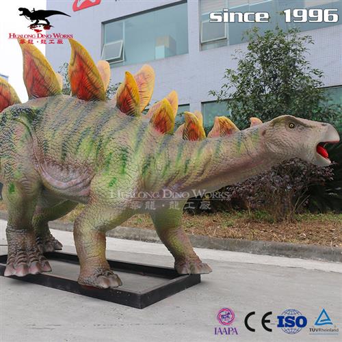 年仿真恐龙制作厂家生产机械电动剑龙可动可发声拍照互动模型