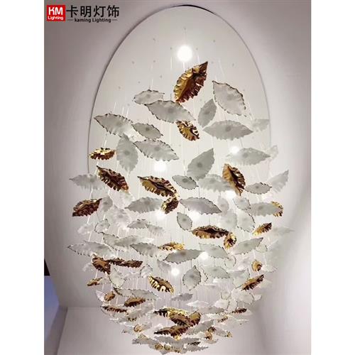 大型水晶吊灯酒店别墅客厅售楼大堂灯会议室枫叶吊灯工程灯具