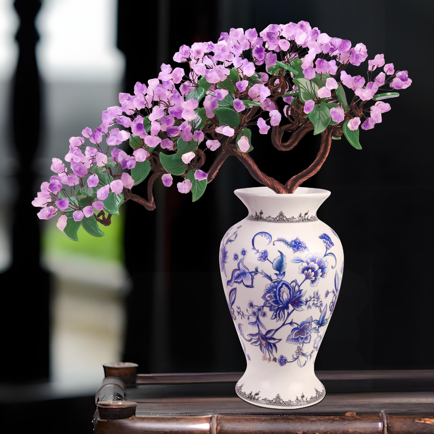 天然紫水晶发财树装饰品