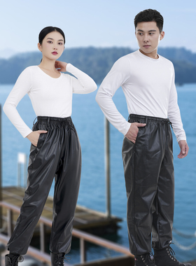 皮裤女单款防水工作裤中老年春秋干活穿防油束脚宽松加厚绒皮长裤