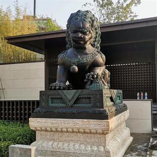 大型铸铜狮子雕塑锻铜厂家公司饭店别墅住宅门头装饰品景观摆件