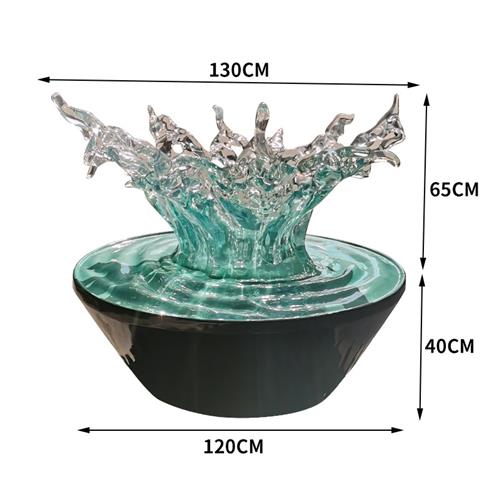 现代酒店会所大堂门厅透明水滴浪花雕塑吊饰树脂水花摆件软装饰品