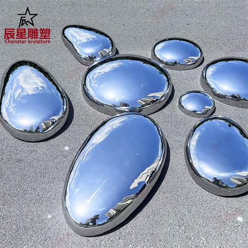 不锈钢景观鹅卵石雕塑定制公园水景广场实木坐凳种植花盆落地摆件