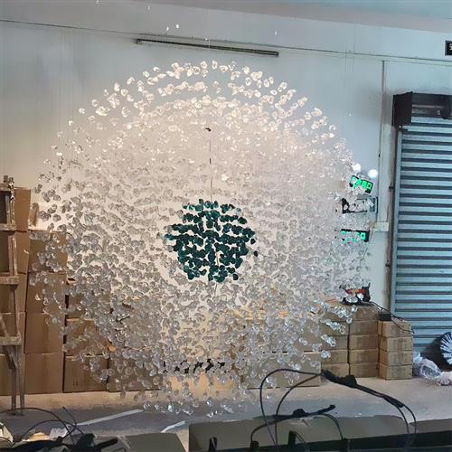酒店大堂装饰吊灯具石头冰块透明玻璃售楼沙盘会所厂家