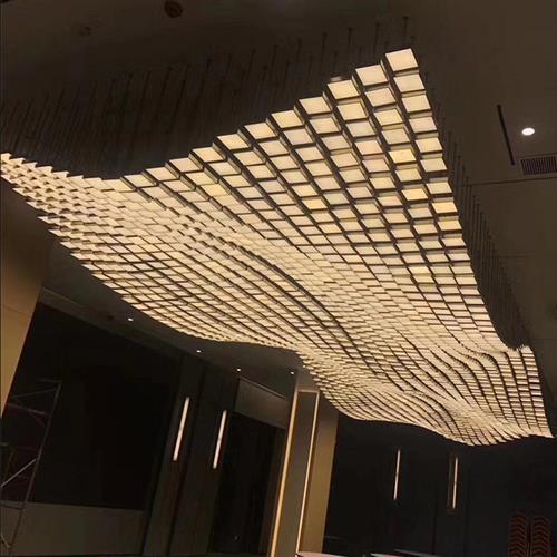 宴会厅方形波浪形工程灯酒店大堂别墅大厅餐厅售楼处沙盘灯具定制