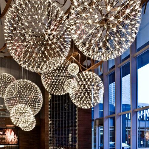 后现代火花球吊灯北欧创意个性工业风服装店餐厅商场楼梯满天星灯