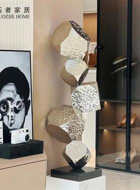 轻奢简约不锈钢落地雕塑酒店样板间现代客厅玄关装饰高端软装摆件