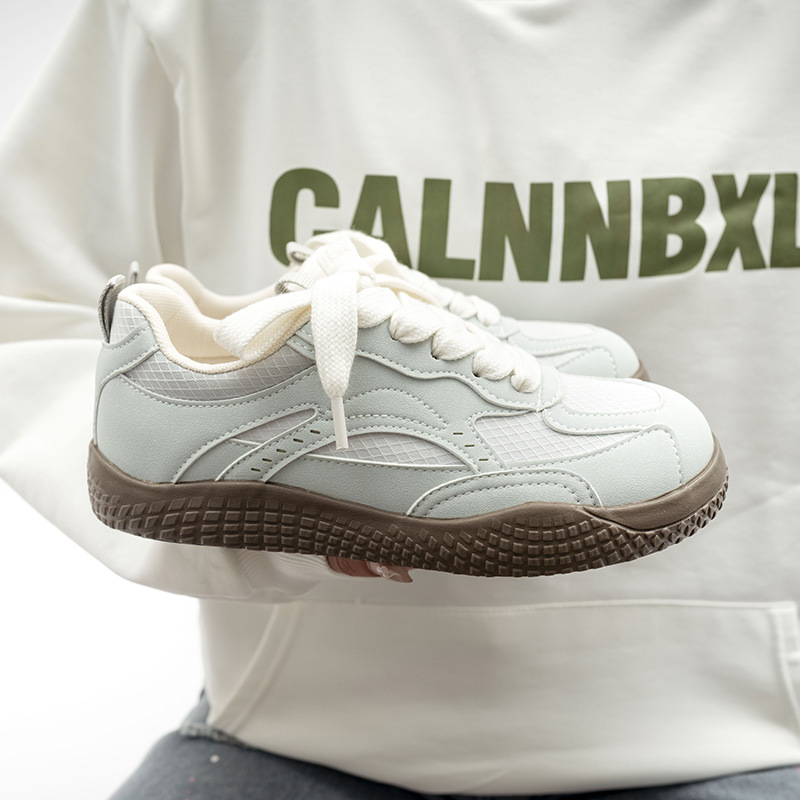 蓓尔天蓝德训厚底板鞋女春季新款小众透气时尚休闲小白鞋学生板鞋