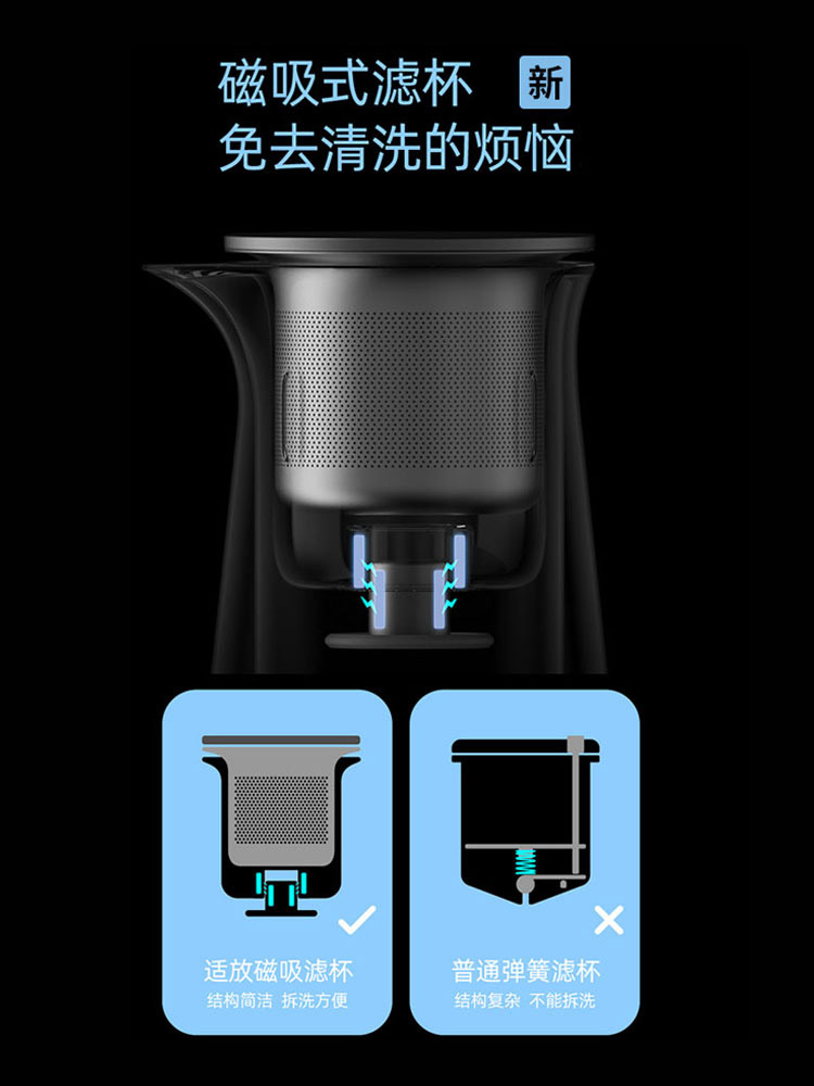 日式玻璃泡茶杯茶水分离磁吸出水高档双层水杯男士办公室茶道喝茶