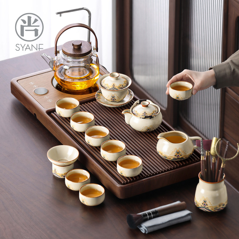 茶具套组2025新款泡茶家用办公煮茶烧水一整套全自动上水一体茶盘