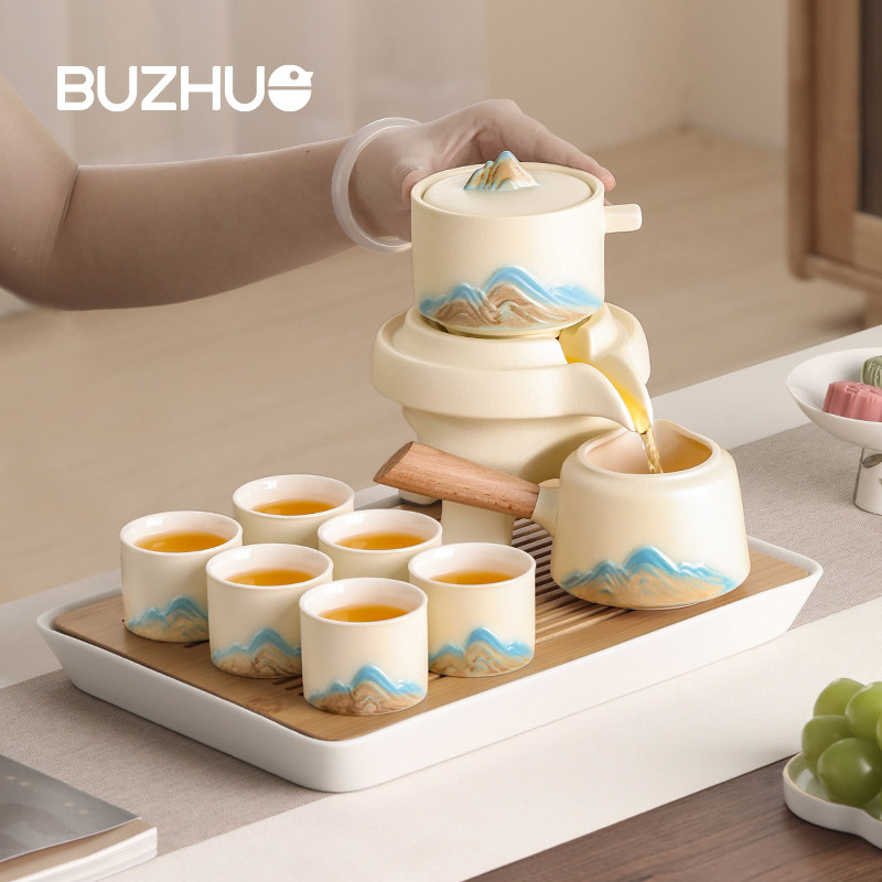 茶具套装2025新款家用自动泡茶壶茶台茶杯一整套轻奢陶瓷功夫茶具