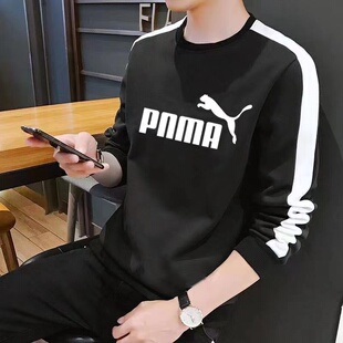 卫衣男春秋款圆领宽松休闲纯棉薄款高端潮牌印花运动男士长袖T恤