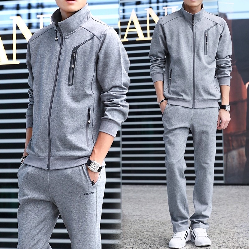 高端纯棉休闲运动套装男秋冬新款