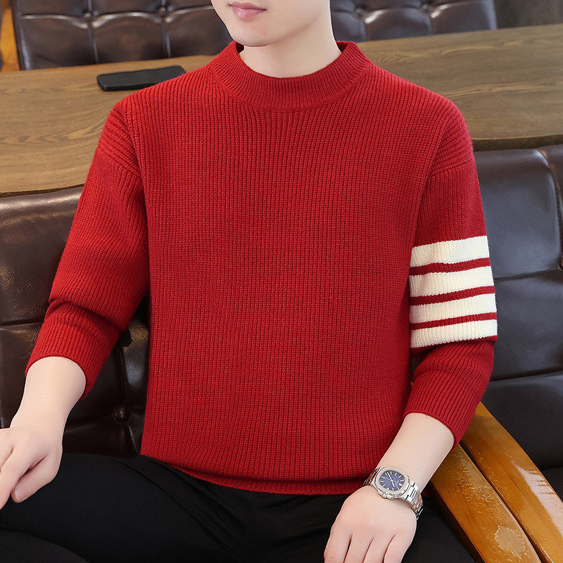2026新款大红色毛衣男过年新衣