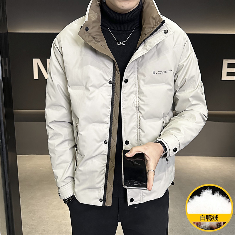 2025冬季新款高端男士羽绒服潮流青年短款立领白鸭绒加厚外套
