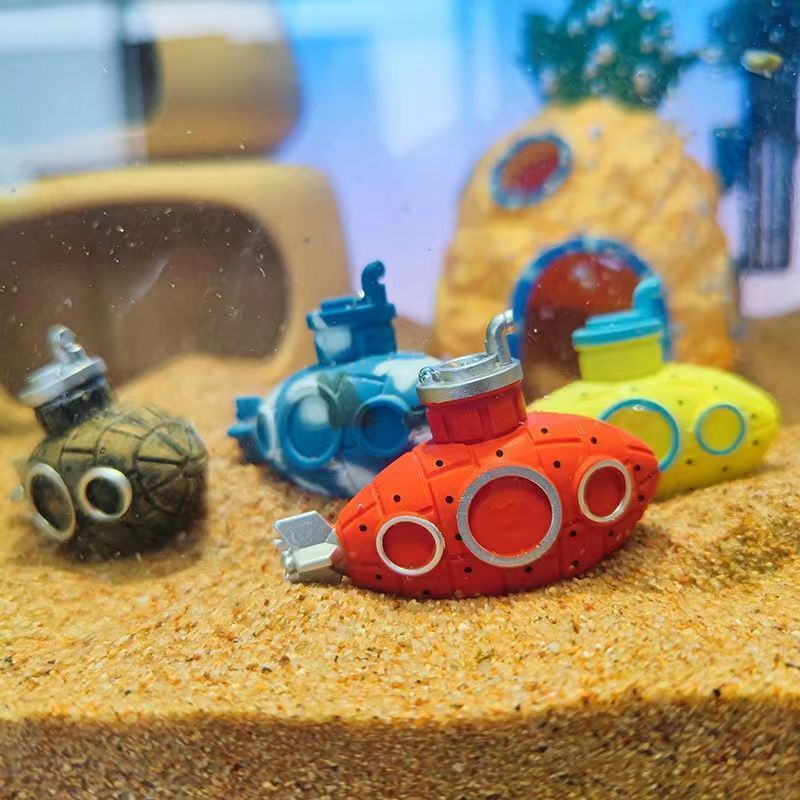鱼缸造景摆件装饰躲避迷你海底潜水艇水族箱繁殖鱼虾小鱼树脂潜艇
