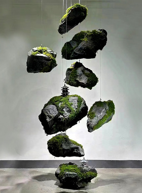 室内橱窗软装造景仿真悬浮石吊饰