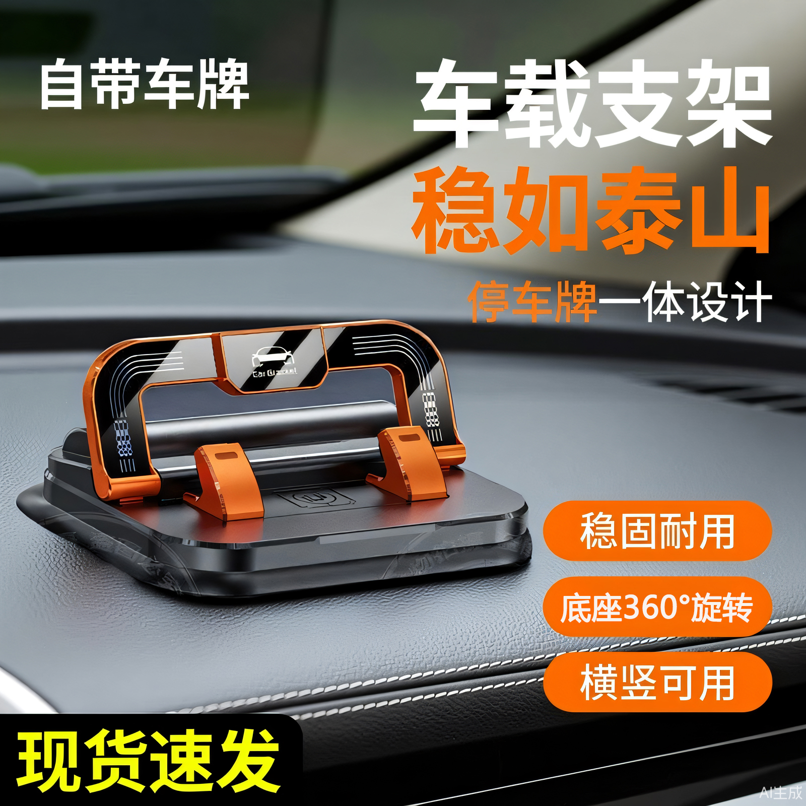 二合一车载手机仪表盘支架停车牌