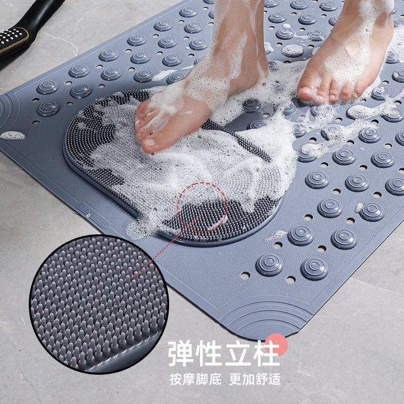 浴室环保防滑地垫家用洗澡隔水淋浴脚垫卫生间厕所带刷吸盘防摔垫