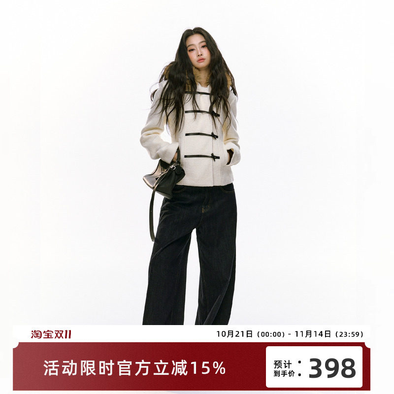 redbling2024冬季新品毛领外套