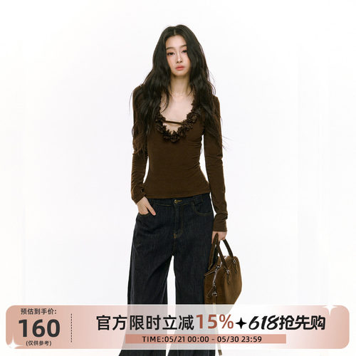 长袖花朵女款2024秋冬新品