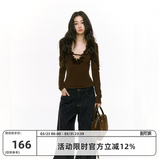 显身材v领打底衫 纯欲性感辣妹修身 上衣 原创设计秋冬新款 RedBling