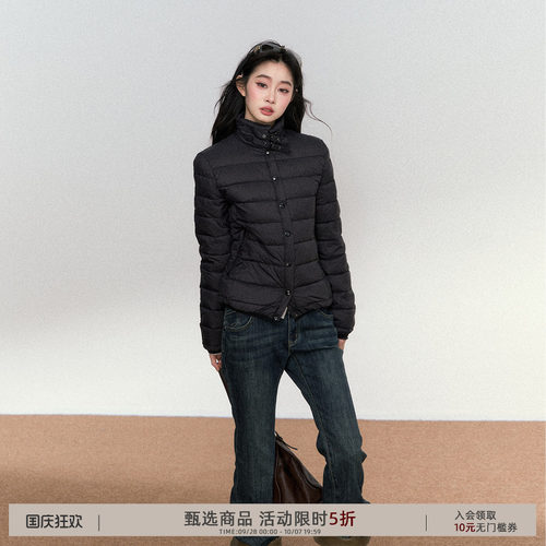 RedBling 原创设计新款黑色轻薄短款羽绒服时尚立领外套保暖上衣