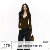 显身材v领打底衫 纯欲性感辣妹修身 上衣 原创设计秋冬新款 RedBling