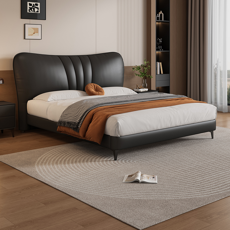 岚瑟琳香奈儿进口头层牛皮真皮床