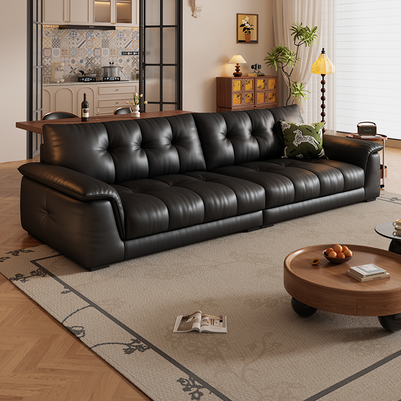 岚瑟琳复古意式层牛皮真皮沙发
