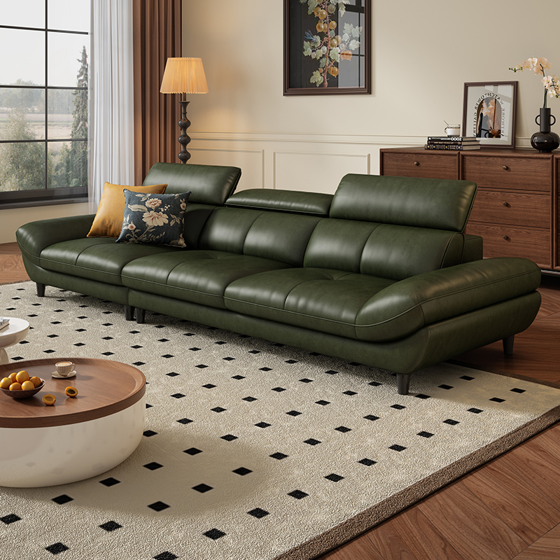 岚瑟琳法式复古风头层油蜡皮沙发